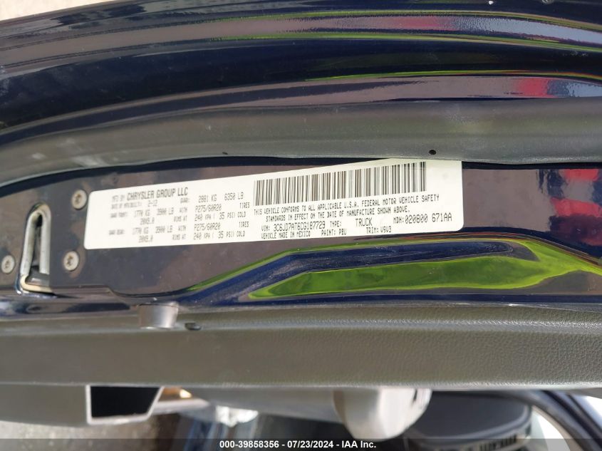 2012 Ram 1500 St VIN: 3C6JD7AT6CG187729 Lot: 39858356