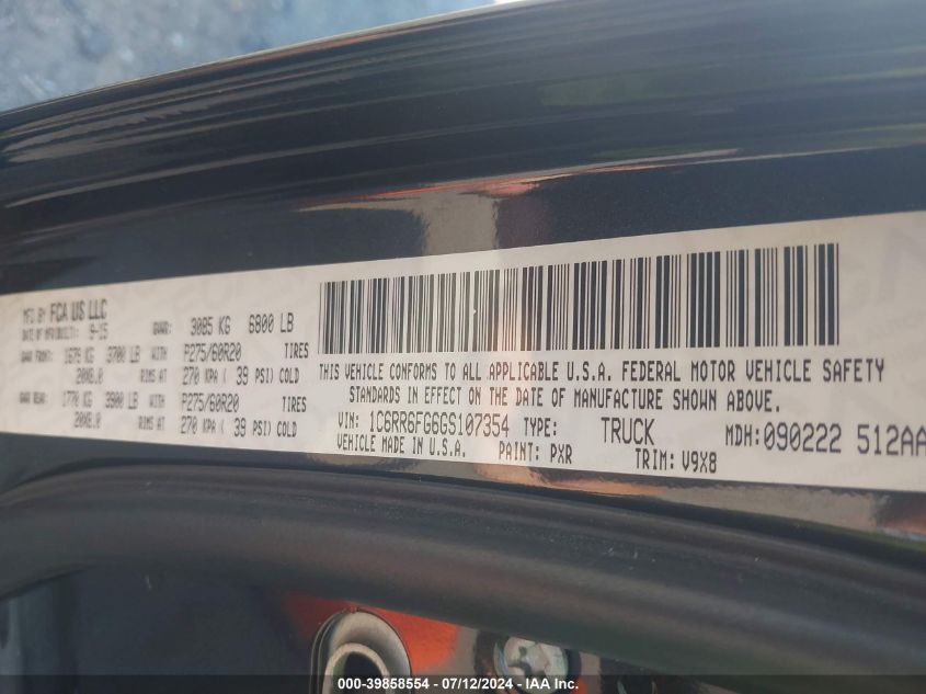 2016 Ram 1500 Express VIN: 1C6RR6FG6GS107354 Lot: 39858554