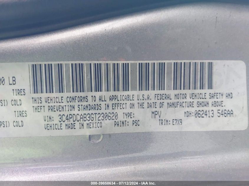 3C4PDCAB3GT230620 2016 Dodge Journey Se