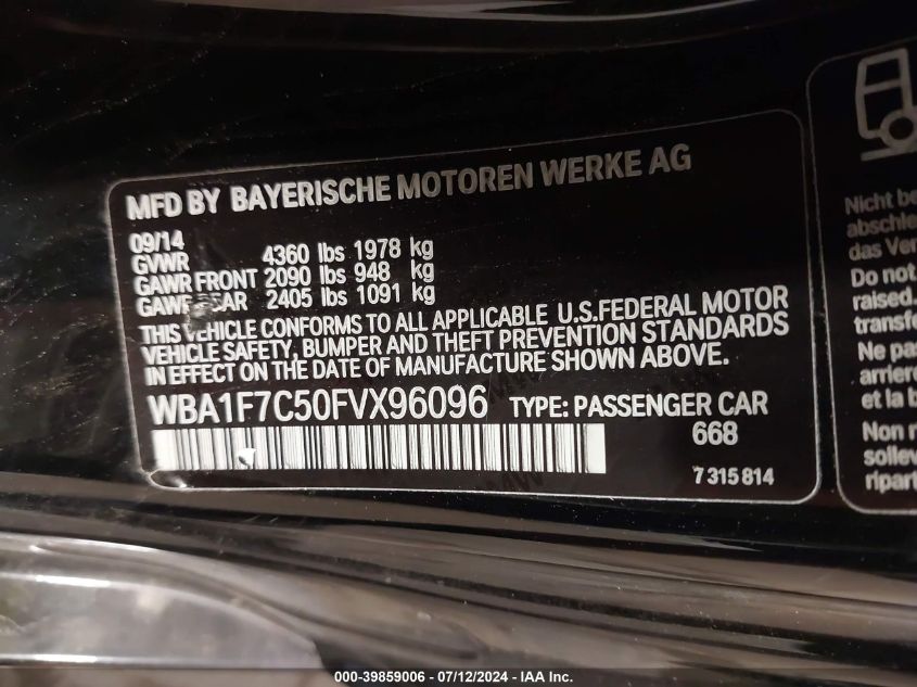 WBA1F7C50FVX96096 2015 BMW 228I xDrive