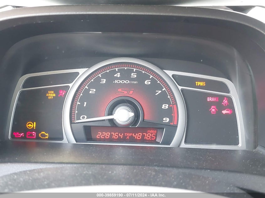2008 Honda Civic Si VIN: 2HGFG21588H709442 Lot: 39859190