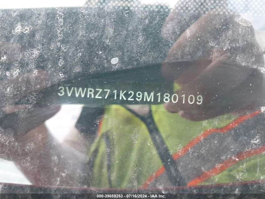 2009 Volkswagen Jetta Se/Sel VIN: 3VWRZ71K29M180109 Lot: 39859253