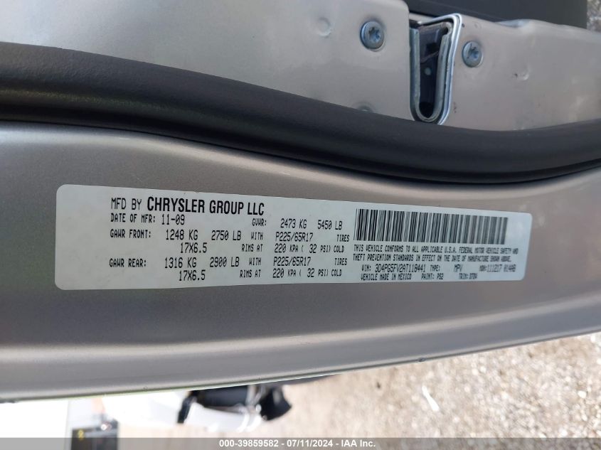 2010 Dodge Journey Sxt VIN: 3D4PG5FV2AT118441 Lot: 39859582