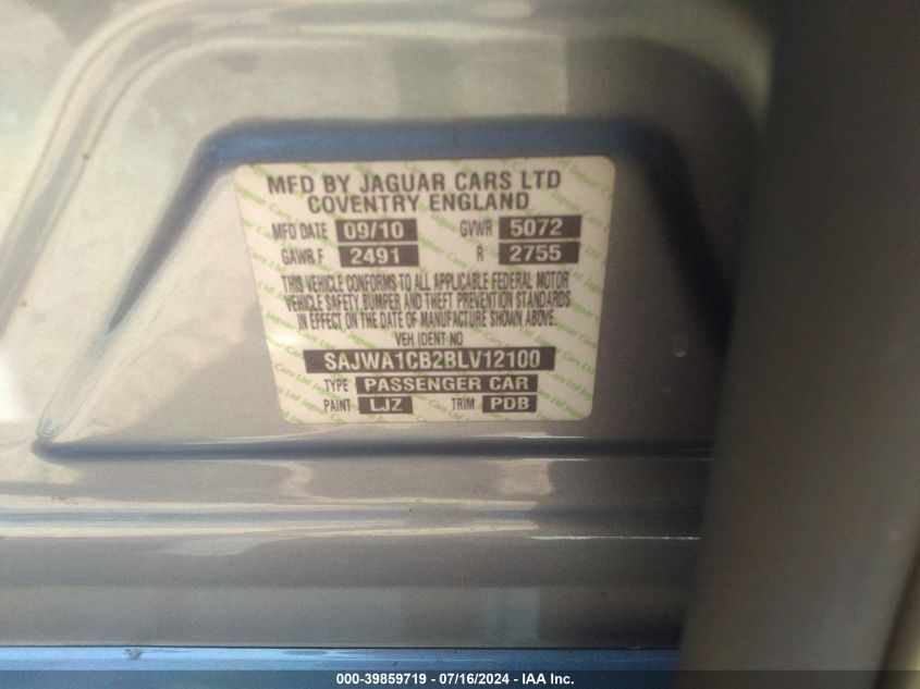 2011 Jaguar Xj VIN: SAJWA1CB2BLV12100 Lot: 39859719