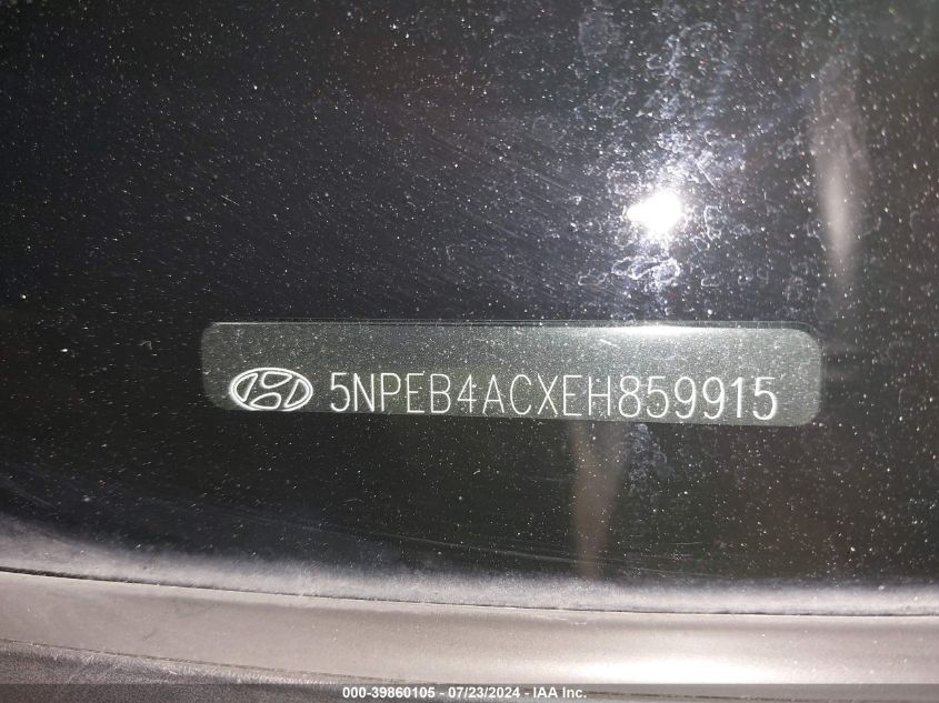 5NPEB4ACXEH859915 2014 Hyundai Sonata Gls