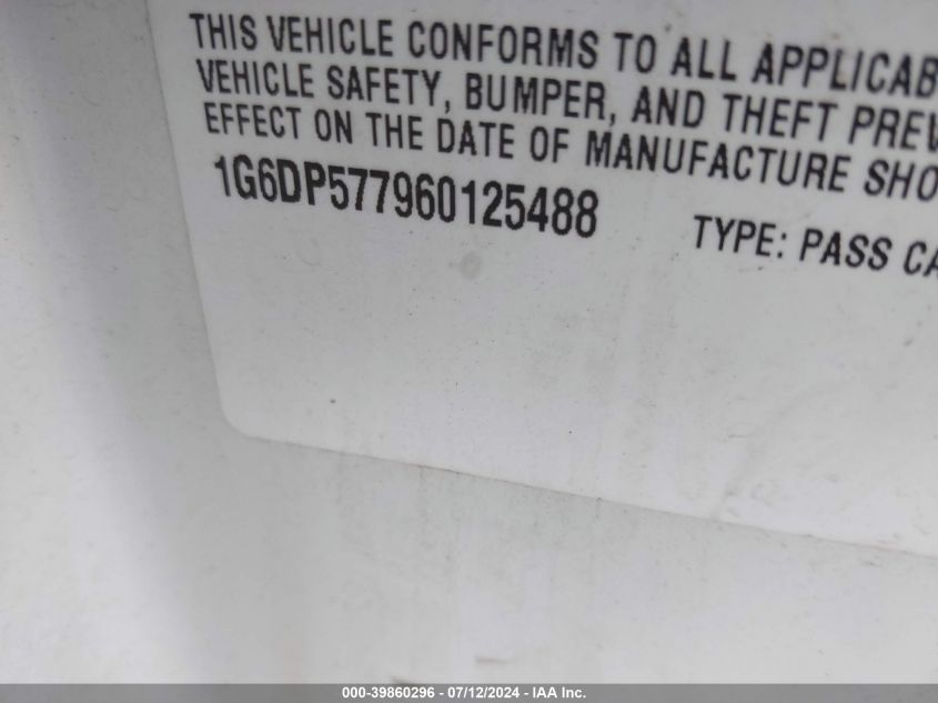 2006 Cadillac Cts Standard VIN: 1G6DP577960125488 Lot: 39860296