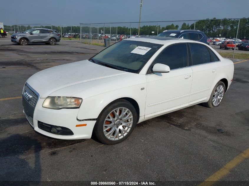 2008 Audi A4 2.0T Quattro VIN: WAUDF78EX8A168854 Lot: 39860560