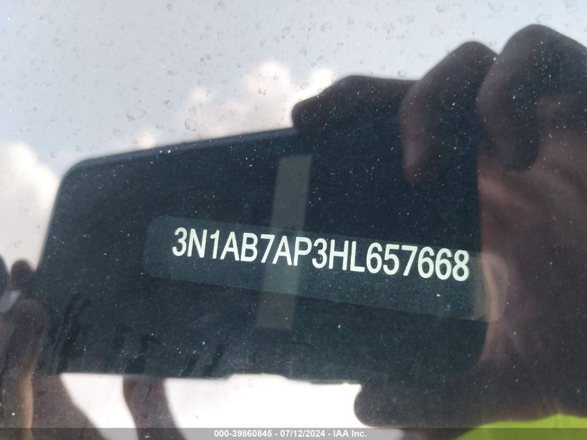 2017 Nissan Sentra Sv VIN: 3N1AB7AP3HL657668 Lot: 39860845