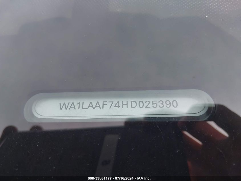 2017 Audi Q7 3.0T Premium VIN: WA1LAAF74HD025390 Lot: 39861177