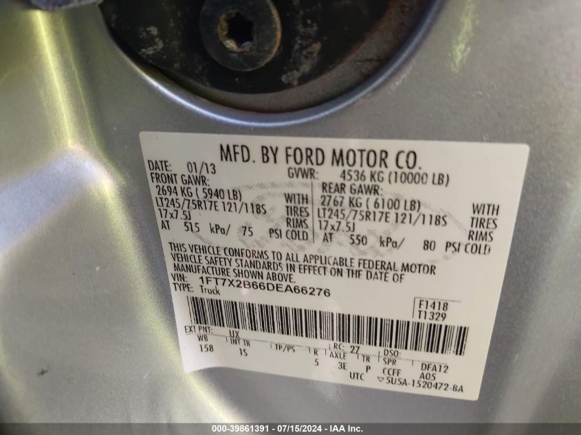 1FT7X2B66DEA66276 | 2013 FORD F-250