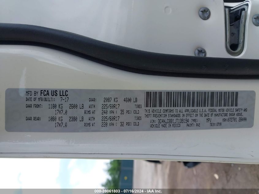 2018 JEEP COMPASS LATITUDE 4X4 - 3C4NJDBB1JT139194