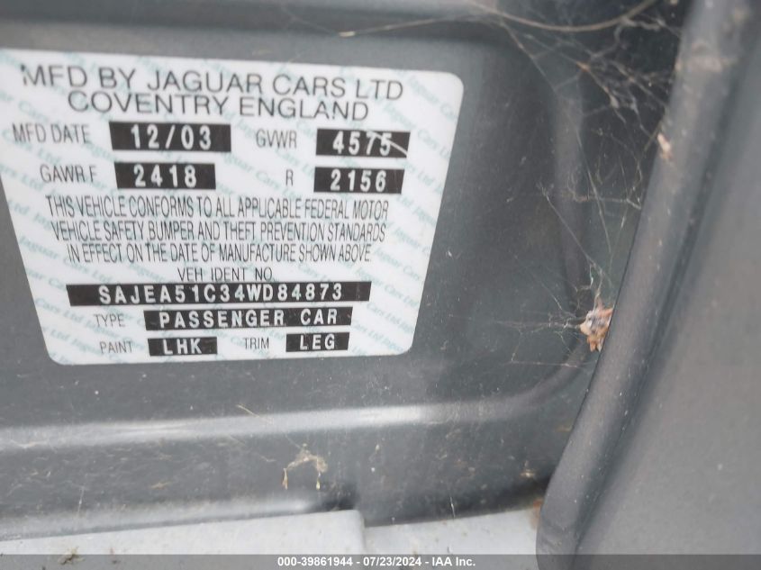 2004 Jaguar X-Type 3.0 VIN: SAJEA51C34WD84873 Lot: 39861944
