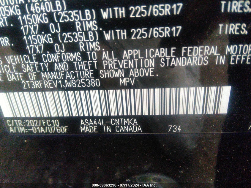 2018 TOYOTA RAV4 XLE - 2T3RFREV1JW825380