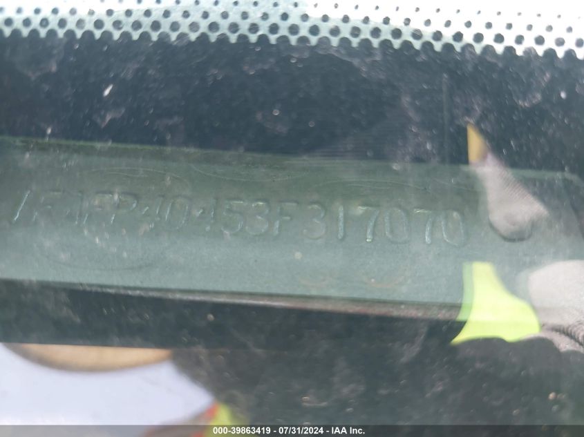 2003 Ford Mustang VIN: 1FAFP40453F317070 Lot: 39863419