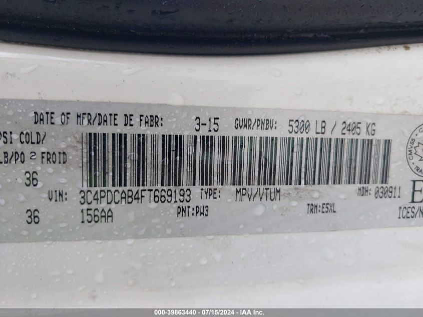 2010 Dodge Journey Se VIN: 3D4PG4FB7AT200083 Lot: 39863440