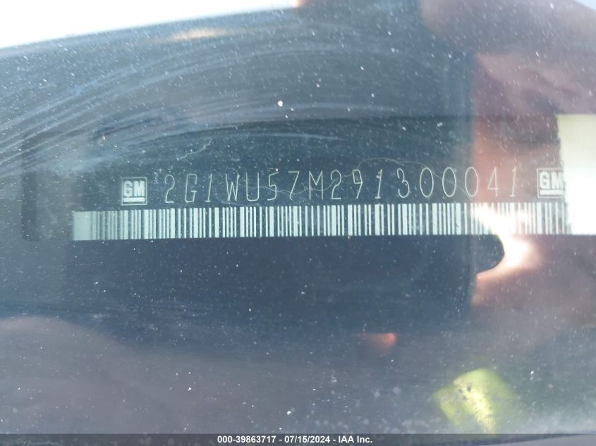 2009 Chevrolet Impala Ltz VIN: 2G1WU57M291300041 Lot: 39863717