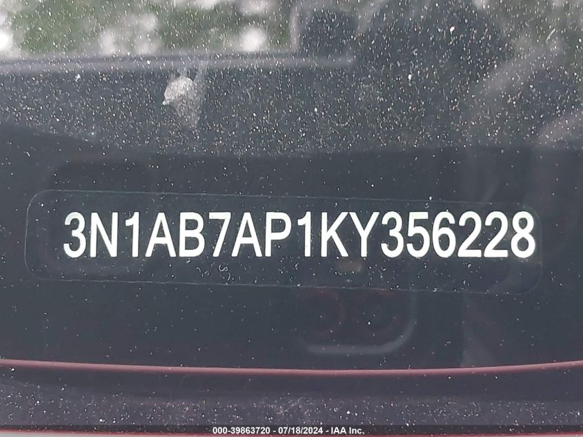 VIN 3N1AB7AP1KY356228 2019 NISSAN SENTRA SV