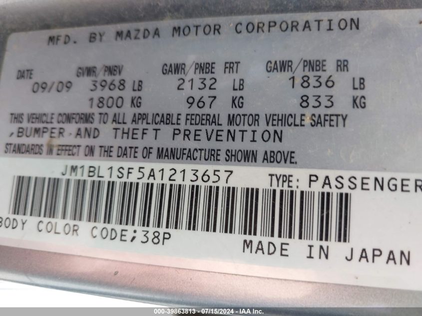 2010 Mazda Mazda3 I Touring VIN: JM1BL1SF5A1213657 Lot: 39863813