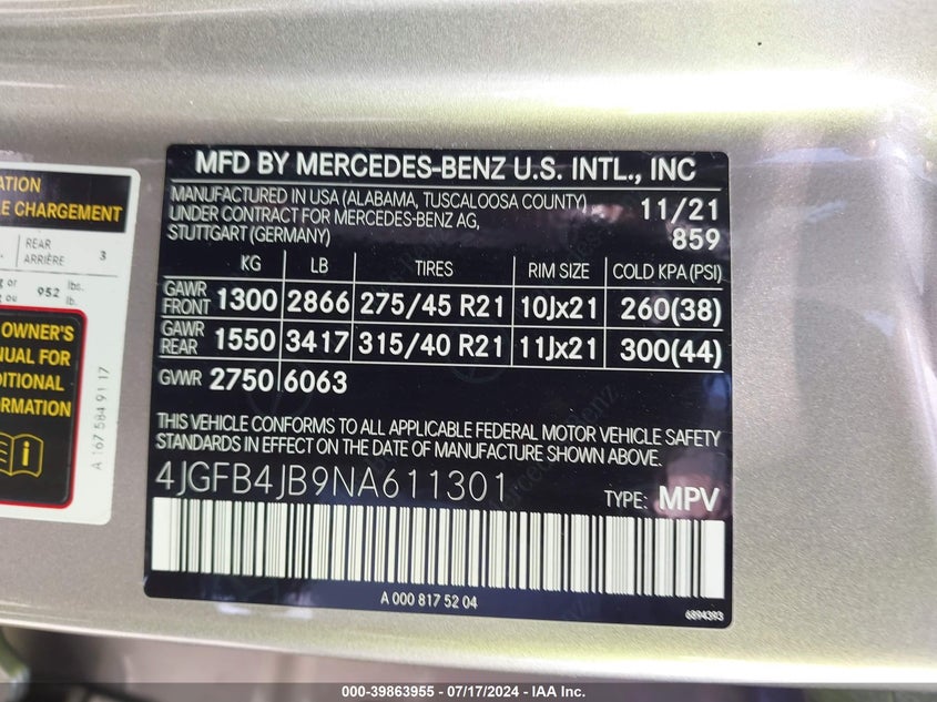 2022 MERCEDES-BENZ GLE 350 VIN: 4JGFB4JB9NA611301