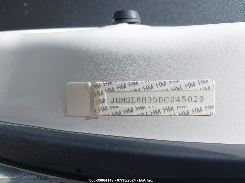 2013 Honda Fit VIN: JHMGE8H35DC045029 Lot: 39864149