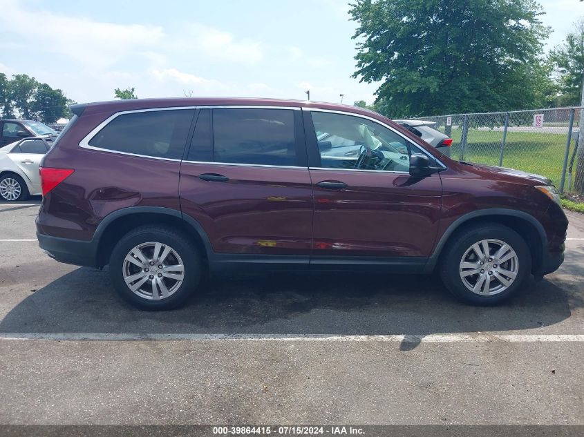 2017 Honda Pilot Lx VIN: 5FNYF6H19HB068182 Lot: 39864415