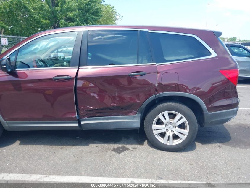 2017 Honda Pilot Lx VIN: 5FNYF6H19HB068182 Lot: 39864415