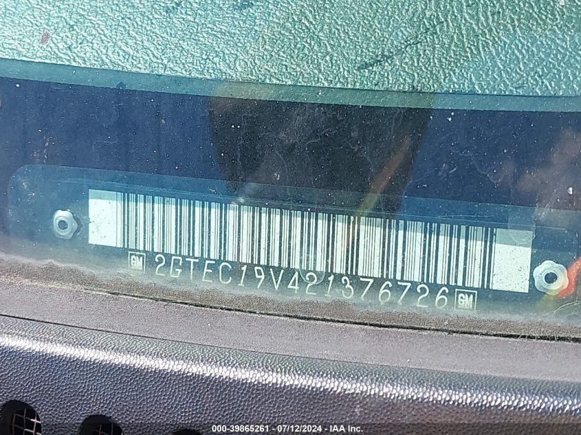 2002 GMC Sierra 1500 Sle VIN: 2GTEC19V421376726 Lot: 39865261