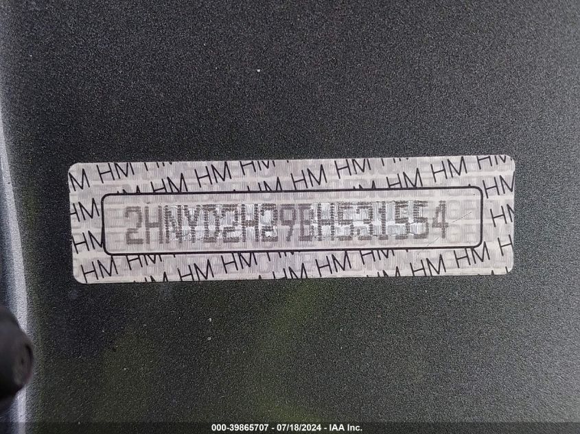 2011 Acura Mdx VIN: 2HNYD2H29BH531554 Lot: 39865707