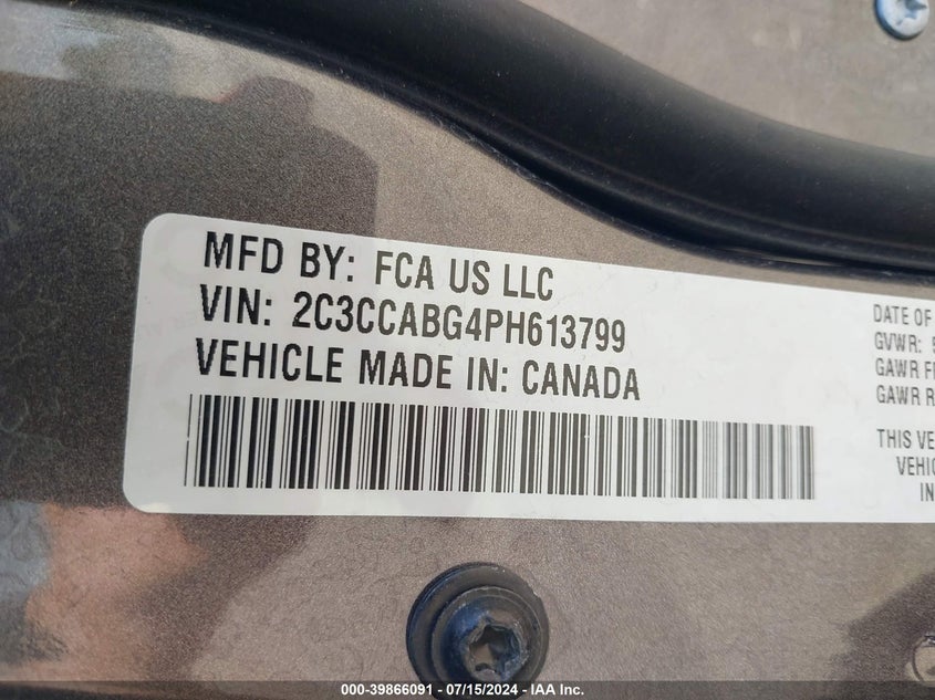 2023 Chrysler 300 300S VIN: 2C3CCABG4PH613799 Lot: 39866091