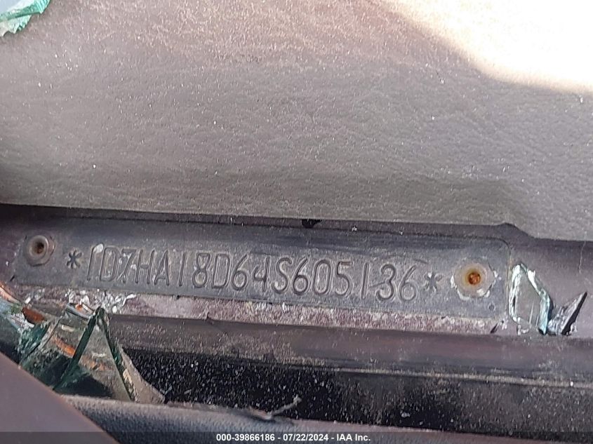 2004 Dodge Ram 1500 Slt/Laramie VIN: 1D7HA18D64S605136 Lot: 39866186