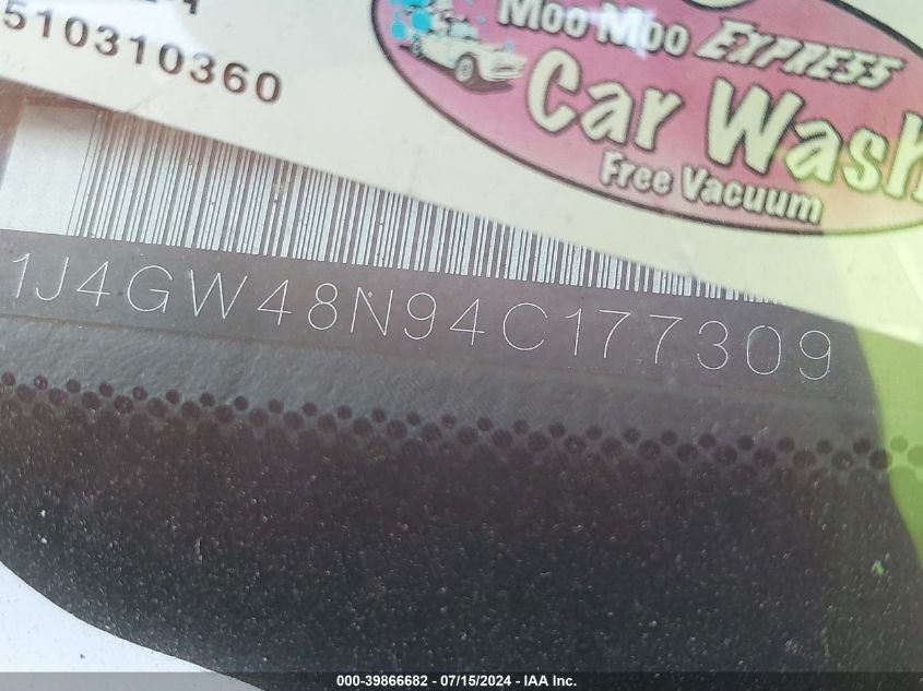 2004 Jeep Grand Cherokee Laredo VIN: 1J4GW48N94C177309 Lot: 39866682