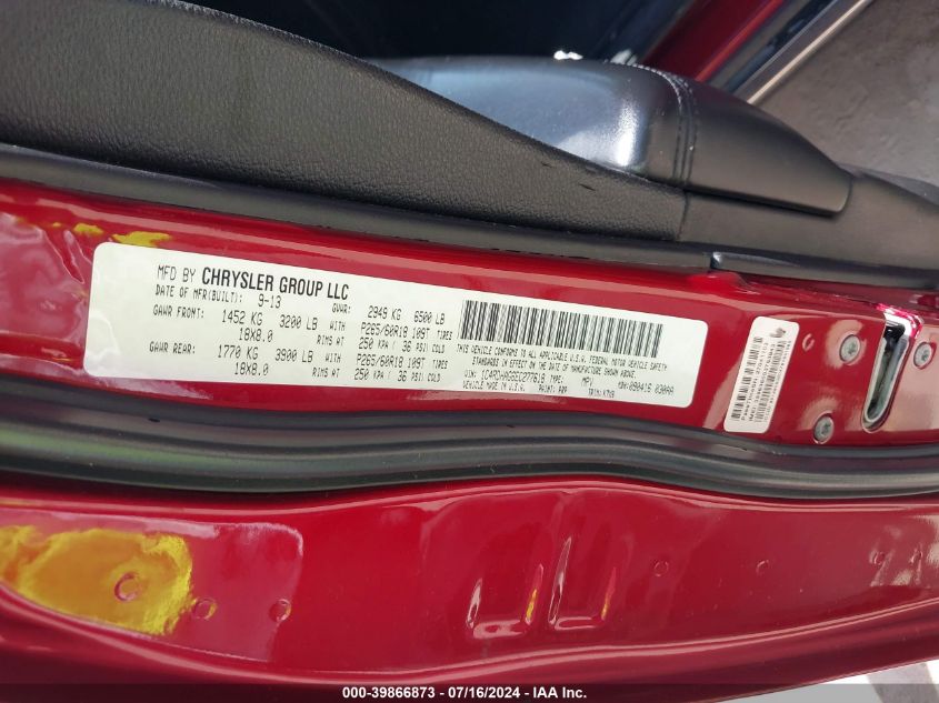 2014 Dodge Durango Sxt VIN: 1C4RDHAG6EC277618 Lot: 39866873