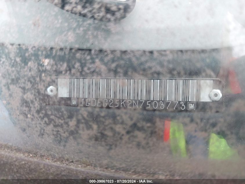 1992 GMC Rally Wagon / Van G2500 VIN: 1GDEG25K2N7503773 Lot: 39867023