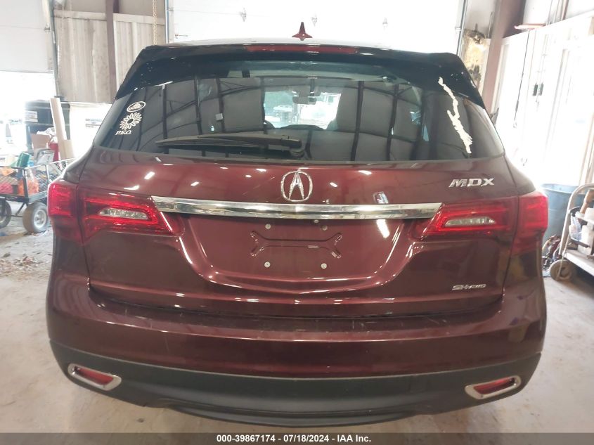 2016 Acura Mdx Technology VIN: 5FRYD4H42GB026891 Lot: 39867174