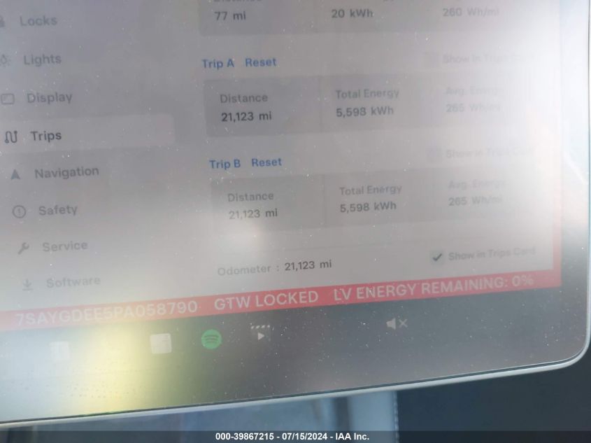 2023 Tesla Model Y Awd/Long Range Dual Motor All-Wheel Drive VIN: 7SAYGDEE5PA058790 Lot: 39867215