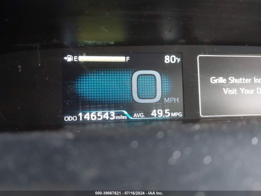 2016 Toyota Prius VIN: JTDKARFU5G3520255 Lot: 39867621