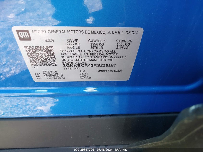 2024 CHEVROLET BLAZER 2LT - 3GNKBCR43RS216187