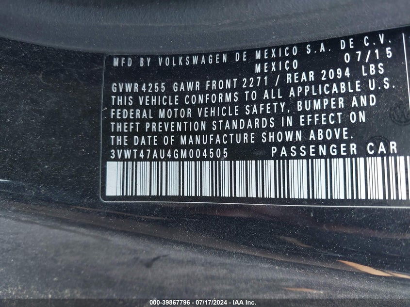 2016 VOLKSWAGEN GOLF GTI S W/PERFORMANCE PACKAGE 2-DOOR - 3VWT47AU4GM004505