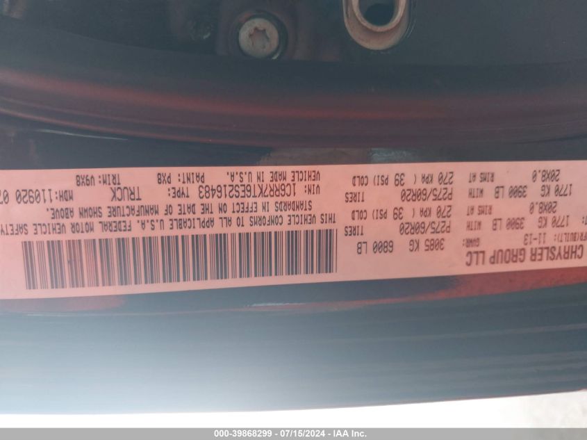 2014 Ram 1500 Express VIN: 1C6RR7KT6ES216483 Lot: 39868299