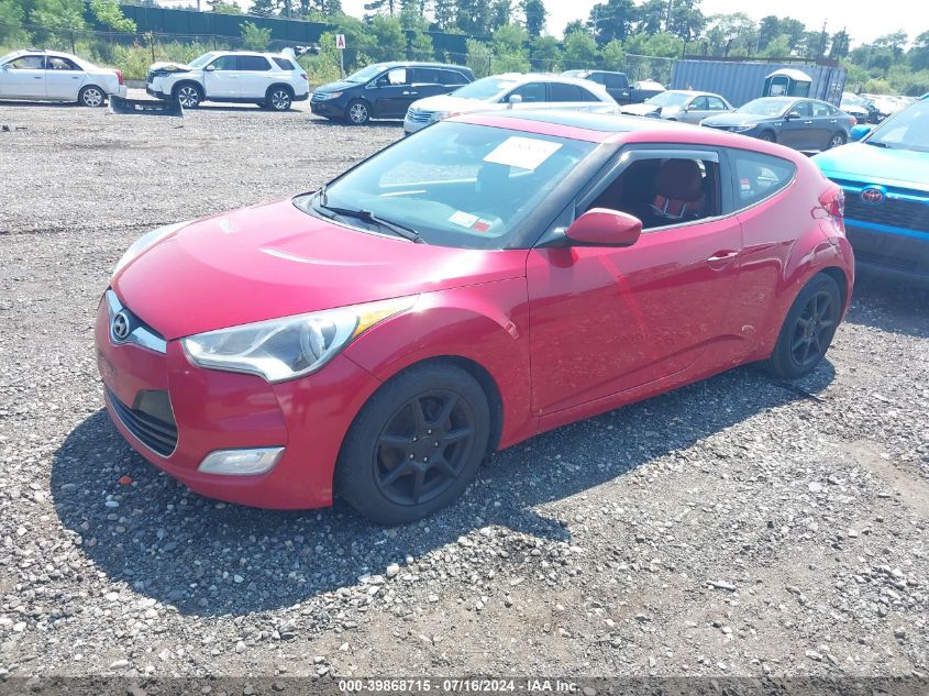 2012 Hyundai Veloster Base W/Red/Black VIN: KMHTC6AD7CU048371 Lot: 39868715