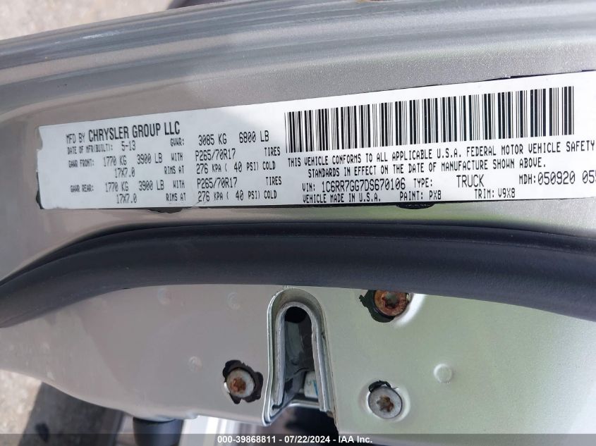 2012 Ram 1500 Slt VIN: 1C6RD7GP0CS154117 Lot: 39868811