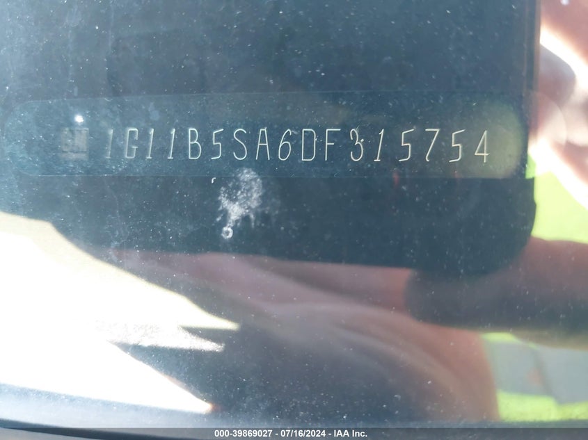 2013 Chevrolet Malibu Ls VIN: 1G11B5SA6DF315754 Lot: 39869027