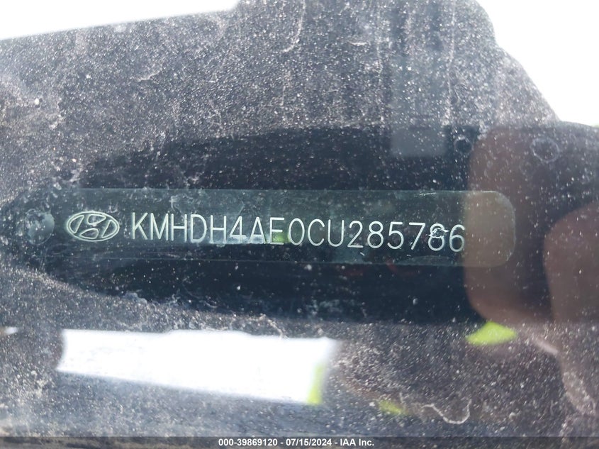 2012 Hyundai Elantra Limited (Ulsan Plant) VIN: KMHDH4AE0CU285786 Lot: 39869120