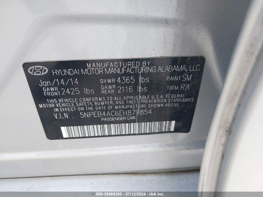 2014 HYUNDAI SONATA GLS - 5NPEB4AC6EH879854