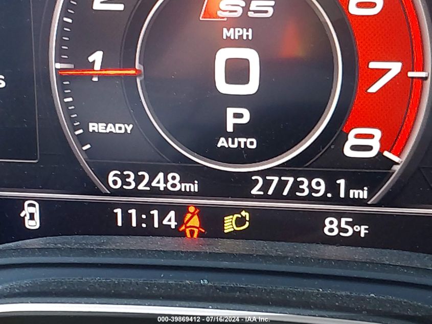 2018 Audi S5 3.0T Premium Plus VIN: WAUR4AF51JA012395 Lot: 39869412