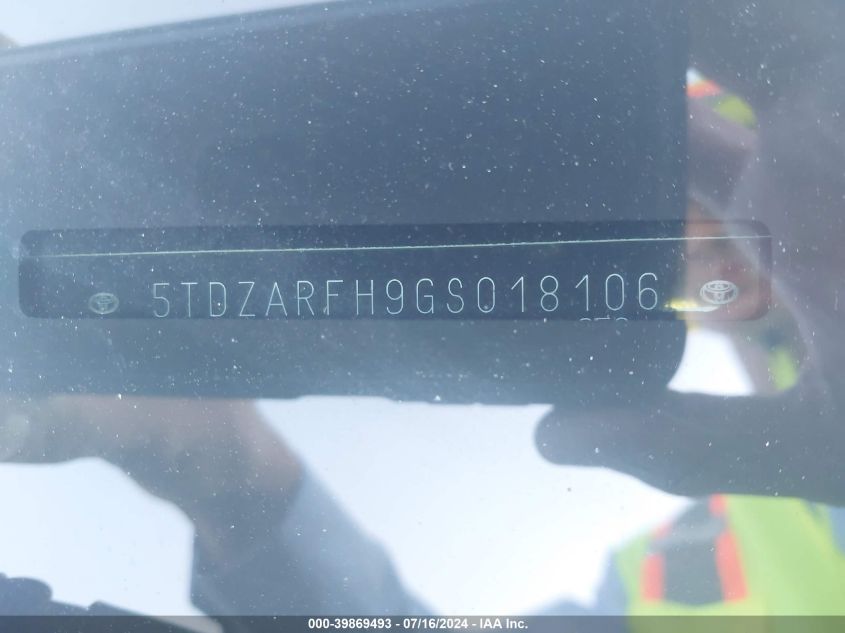 2016 Toyota Highlander Le VIN: 5TDZARFH9GS018106 Lot: 39869493