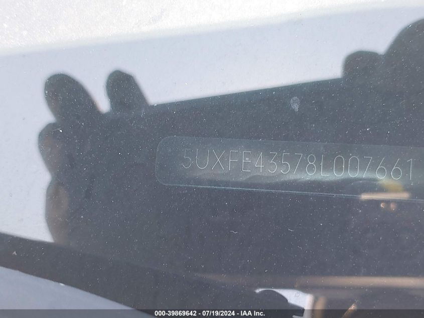 2008 BMW X5 3.0Si VIN: 5UXFE43578L007661 Lot: 39869642