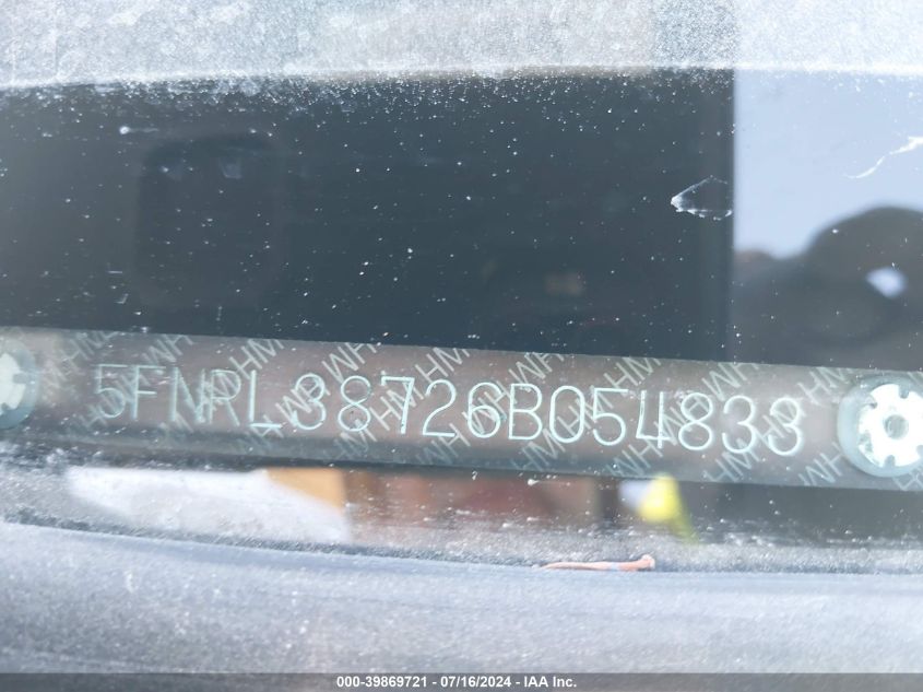 2006 Honda Odyssey Ex-L VIN: 5FNRL38726B054833 Lot: 39869721