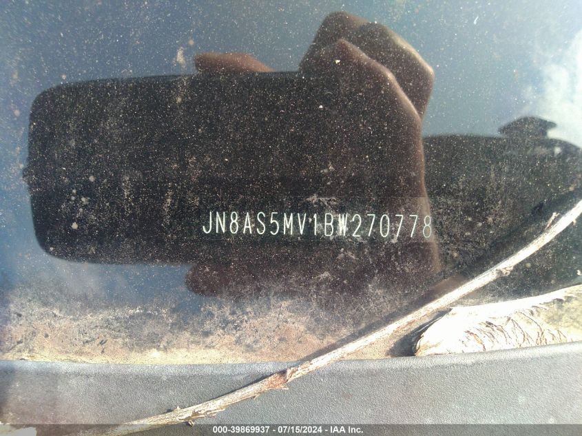 2011 Nissan Rogue Sv VIN: JN8AS5MV1BW270778 Lot: 39869937