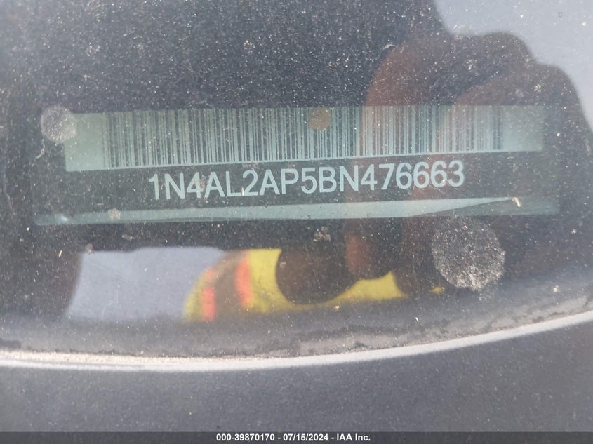 2011 Nissan Altima 2.5 S VIN: 1N4AL2AP5BN476663 Lot: 39870170